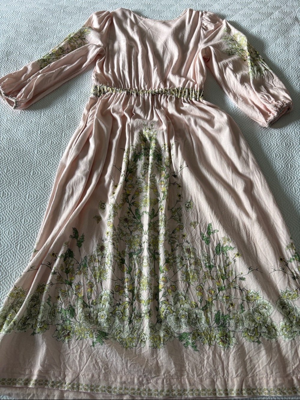 Blush Pink Floral Max Studio Maxi Linen Blend Dress - Picture 9 of 10